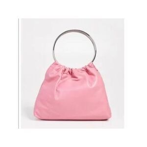 NWT Little Liffner Women's Pink Leather Double Flat Strap Handbag Purse